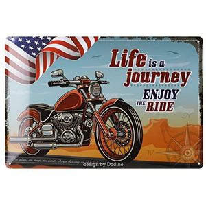 Dodino 20 x 30 cm, Life Is A JOURNEY, metalen bord met Route 66, vintage stijl, vintage retro metalen bord Route 66