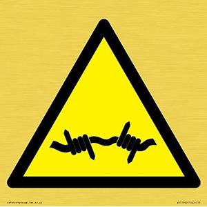 W033 Waarschuwing: Prikkeldraad Sign - 150x150mm - S15