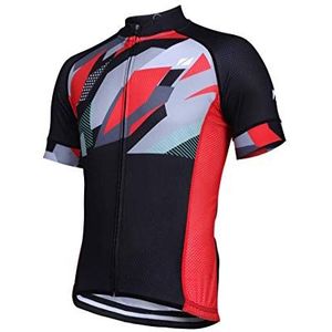 ZONE3 Heren Cool-Tech Mesh Cycle Jersey, zwart/rood/grijs, klein