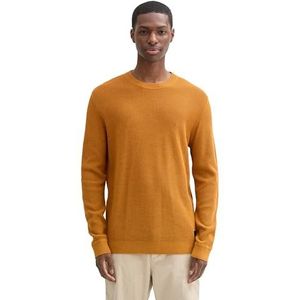 TOM TAILOR Basic gebreide trui voor heren van katoen, 37091 - Peanut Brown Dark Melange, M