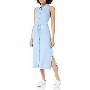 Tommy Hilfiger Dames SLM Collr Dtail Midi Polo DRS Ns Fit & Flare Jurken, Blauw (Vessel Blue), L