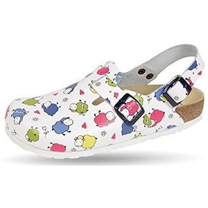 Wörishofer Weeger Biologische Gezondheid Clog met hielriem, witte schapen, 35 EU