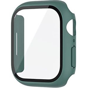 FVKOOG Behuizing met gehard glas, displaybescherming, compatibel met Apple Watch 45 mm, serie 7/8, allround, beschermhoes, ultradun, polycarbonaat-hardshell-koffer, groen