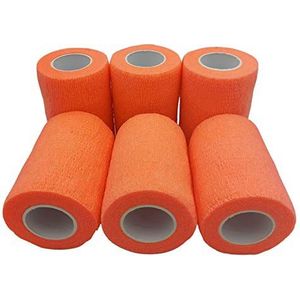 PintoMed Cohesive Bandage - Oranje - 6 rollen x 7,5 cm x 4,5 m zelfklevend flexibel verband, eerste hulp, verwondingen