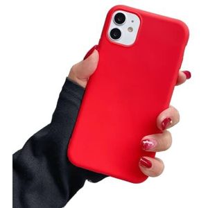 LAMTOR Beschermhoes voor iPhone 12/krasbestendig, zacht, [verbetering van de bescherming van de camera], schokbestendige beschermhoes van zachte en zachte siliconengel, 6,1 inch, groot rood