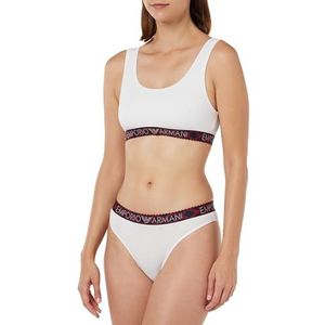 Emporio Armani Dames Dames Bralette Bra+Braziliaanse letter Tartan Christmas Cotton Lingerie Set, wit, S