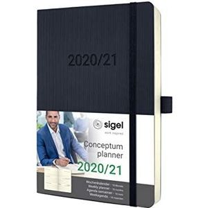 SIGEL C2106 Conceptum weekkalender 18 maanden 2020/2021, zachte omslag, 13,5 x 21 cm, zwart