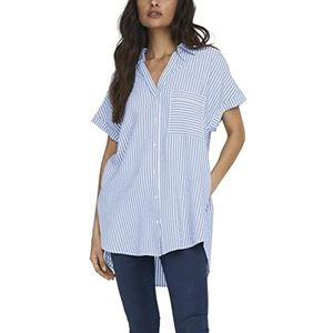 ONLY Dames ONLFENNA S/S Loose Shirt WVN NOOS Blouse, Cloud Dancer/Stripes: Blue MIRANGE Stripe, L, Cloud Dancer/Stripes: blauwe spiegelstrip, L