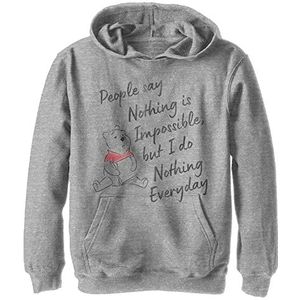 Disney Winnie The Pooh Nothing is Impossible Boy's Hooded Pullover Fleece, Athletic Heather, Small, Athletic Heather, S