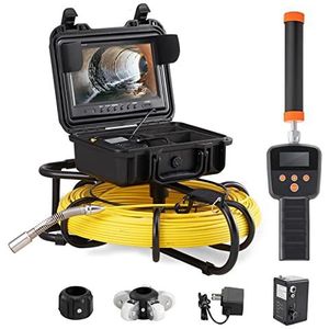 VEVOR Endoscoopcameraset met sonde, detectieapparaat, 512 Hz, voor de inspectie van het trotseren, lcd-kleurendisplay, 22,9 cm (9 inch), kabel 91,5 m, draagbare sonde, voor buizen, kijkhoek 130 graden