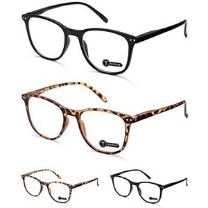 TERAISE Unisex Fashion Frosted Reading Glasses, Black + Leopard, 2.5X, Zwart+luipaard