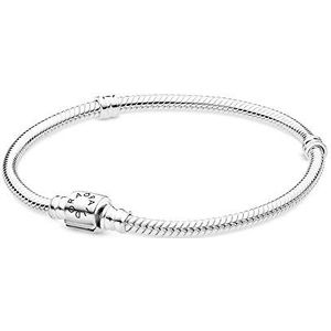 Pandora Slangenschakelarmband met cilindersluiting in sterling zilver, 21 cm, edelmetaal, Niet van toepassing.