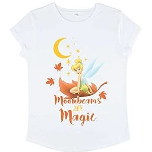 Disney Dames Peter Pan-Moonbeams and Magic Organic Roll Sleeve T-Shirt, Wit, M, wit, M