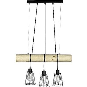 Homemania HOMBR_0278 Hanglamp, plafondlamp, hout, metaal, zwart, 150 x 14 x 70 cm
