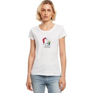Merchcode Dames T-shirt Dames Peanuts Snoopy and Woodstock Basic Tee, Regular Fit, Cotton 100%, XL, wit, XL
