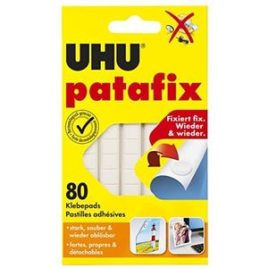 UHU Patafix, verwijderbare en herbruikbare kleefpads, wit, 80 stuks