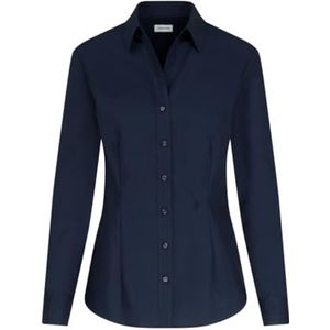 Seidensticker Dames slim fit blouse met lange mouwen, donkerblauw, 32