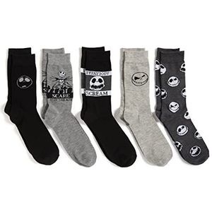 Disney mens Nightmare Before Christmas Men's 5 Pack Crew Casual Sock, Black Grey Multi, 10 13 US