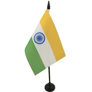 India Table Vlag 15x10 cm - Indian Desk Vlag 15 x 10 cm - Zwart plastic stokje en voetje - AZ FLAG