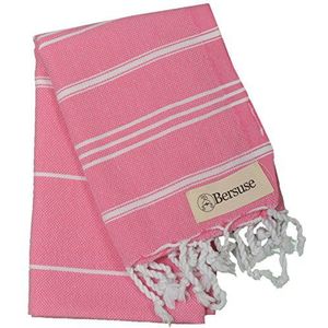 Bersuse 100% Katoen - Anatolia Turkse Handdoek - Hoofd Haar Gezicht Baby - Keuken- en Badhanddoeken - OEKO-TEX - 60 x 110 cm, Roze