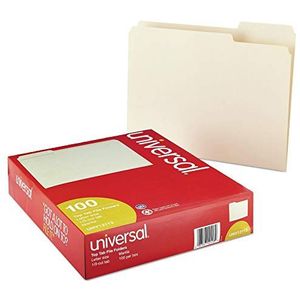 Universal 12113 File Folders, 1/3 Cut Assorted, One-Ply Top Tab, Letter, Manila (doos van 100)