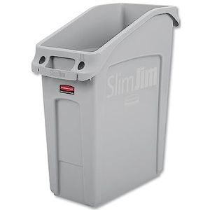 Rubbermaid Commercial Products 2026695 Slim Jim afvalemmer met ventilatiekanalen, 13 gallons, grijs