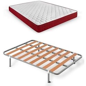 HOGAR24 ES | Compleet bed | lattenbodem Basic + visco-elastisch matras Spring Plus | beenset met 25 cm klem | afmetingen: 135 x 190 cm