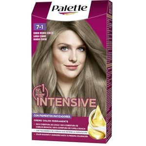 Schwarzkopf Palette Intensive Creme Color 7.1 Medium Asblond - Optimale grijsdekking - permanente verzorging met marulaolie - langdurige kleur tot 8 weken