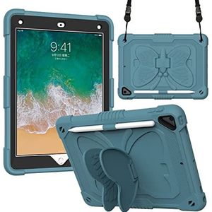 iPad Air 5th/4e generatie/iPad Pro 11 (3rd/2e gen), 3D Heavy Duty kinderhoes met penhouder, handriem, draagriem voor iPad 10,9/11 inch donkergroen