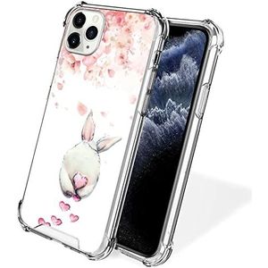 Cherry Blossom and Bunny Clear Phone Case voor iPhone 11 Pro Bumper Protection Cover