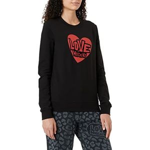 Love Moschino Dames Slim Fit L met Brand Heart Print. Sweatshirt, zwart, 38