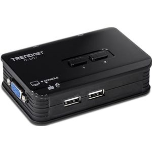 TRENDnet TK-207K 2-poorts USB KVM-switch en kabelset, apparaatbewaking, autoscan, akoestische feedback, USB 1.1, Windows, Linux, blauw