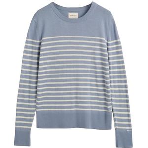 GANT FINE Knit Striped C-Neck, Dove Blue., XL