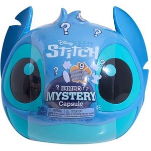 Just Play Disney Giant Stitch pluche dier in een verrassingscapsule, 8 accessoires, figuur 22,9 cm hoog, speelgoed voor kinderen vanaf 3 jaar