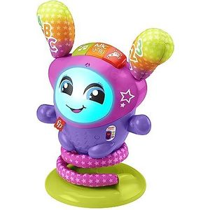 Fisher-Price DJ Bouncin' Star robot leren, interactief speelgoed met lichten en geluiden, cadeau voor baby's vanaf 9 maanden, Spaanse versie + Portugees + Italiaans + Engels (HRC51)