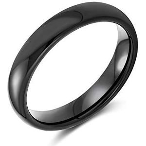 Plain Eenvoudige Dome Zwarte Koppels Bruiloft Band Tungsten Ring voor Mannen voor Vrouwen Comfort Fit 4 MM ring_size: Y