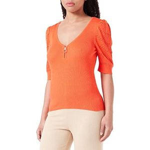 Morgan Dames pullover korte mouwen met V-hals MOTAR oranje medium TS, oranje, S