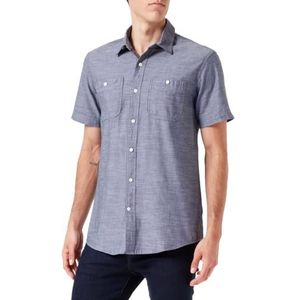 Amazon Essentials Men's Chambray-shirt met korte mouwen, Grijs, S