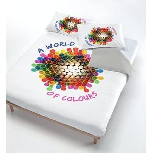 Italian Bed Linen Digitaal dekbedovertrek set (zaklaken 250x200cm + 2 kussenslopen 52x82cm), gekleurde rietjes, DOUBLE