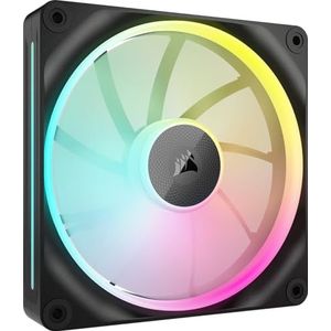 CORSAIR iCUE LINK LX140 RGB 140 mm PWM Ventilator Enkele Verpakking – Dubbele Lichtlussen – Vereist iCUE LINK System Hub (Apart Verkrijgbaar) – CORSAIR AirGuide Technologie – Zwart