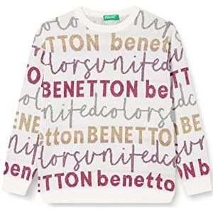 United Colors of Benetton Trui met lange mouwen en ronde hals voor meisjes, Wit gekleurde letters 901, 170 cm
