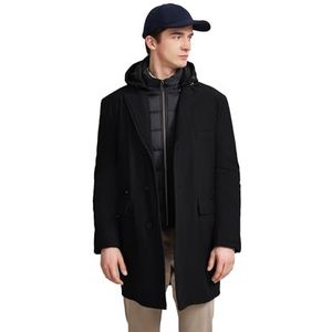 Zwart - Winterjas - Met Afneembare Capuchon - Reverskraag - Lange Mouwen