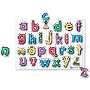 Melissa & Doug Alfabetknoppuzzel - Kijk eronder (LC) | Puzzels | Houten speelgoed | 3+ | Cadeau voor jongens en meisjes