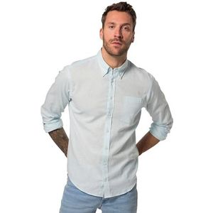 JP 1880 Heren grote maten grote maten Menswear L-8XL hemd, lange mouwen, linnenmix, button-down-kraag, modern fit 782629, ijsblauw, 3XL
