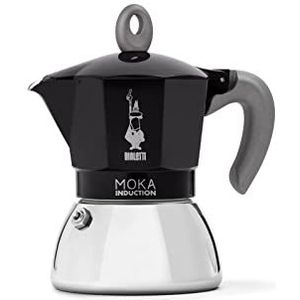 Bialetti - Moka Induction, mokkapot, geschikt voor alle soorten fornuizen, 4 kopjes espresso (150ml), zwart