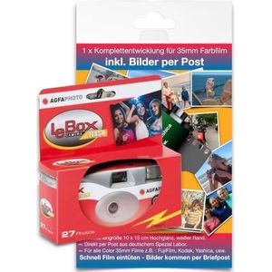 AgfaPhoto LeBox 400 27 Flash Wegwerpcamera met volledige ontwikkeling, voor maximaal 27 kleurenfoto's per briefpost, FPP36SUC