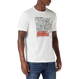 Armani Exchange Heren Regular Fit City Map Pima Cotton Logo Tee T-shirt, White Ny, XL