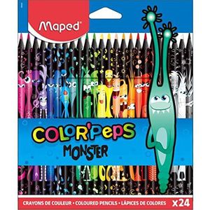 Maped - Color'Peps Monster kleurpotloden - 24 stuks - Voor kleuren en tekenen - Levendige kleuren, duurzame vulling, Perfecte ergonomie