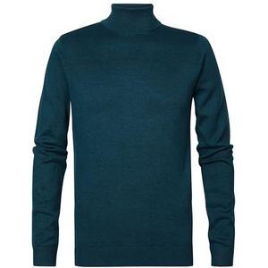 PETROL INDUSTRIES Heren Knitwear Halsketting Basic Pullover voor heren, Donker Cyaan, 3XL