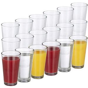 Relaxdays waterglazen - drinkglazen - limonadeglazen - set van 18 glazen - transparant